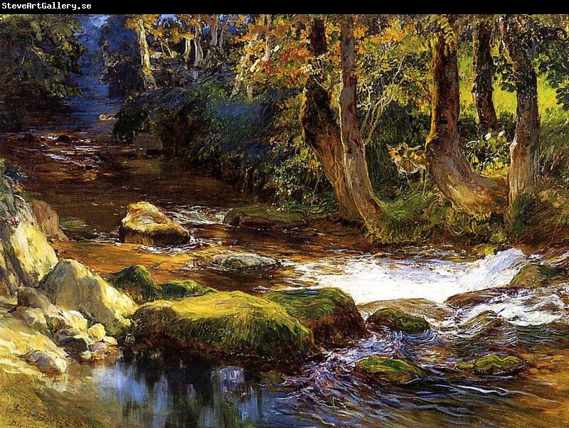 Frederick Arthur Bridgman River Landscape with Deer